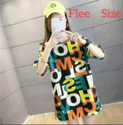 オーバーサイズ半袖Tシャツ　プリント　ストリート　ユニセックス　アルファベット柄