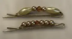 【匿名配送】ヘアピン　ゴールド　パール風　ピンクパープル