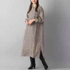 PISANO ピサーノ　小花柄後ろタックロング丈ワンピース　大きいサイズ