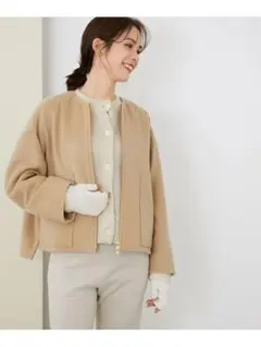 ユナイテッドアローズ バイカラー リバー ミドルコート ホワイト