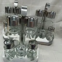 調味料入れセット 5点 ガラス ステンレス製