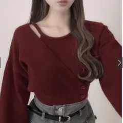 GRL ニット トップス 赤 オフショルダー ニット 【新品】