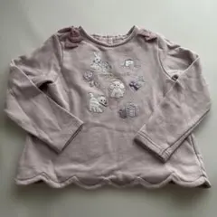 mezzo piano 薄紫色 刺繍 長袖カットソー 120cm