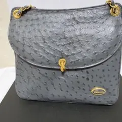 オーストリッチ風グレー レザーバッグ