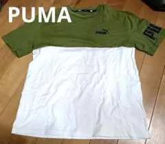 PUMA プーマ Tシャツ カーキ×ホワイト メンズ