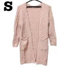 未使用✨ファーニット　長袖　カーディガン　牡丹無し　ピンクベージュ