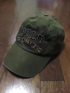 POLO RALPH LAUREN　キャップ　1967 革ベルト　刺繍　カーキ