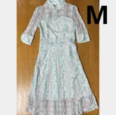 **チャイナドレス ワンピース 中華 中国 刺繍 花 M 成人式 結婚式