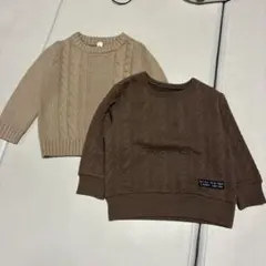 ベージュニットとブラウントレーナー 95cm