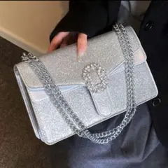 【SHEIN】初期不良あり　チェーンショルダーバッグ　オケージョン　シルバー