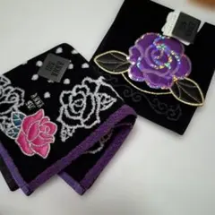 ANNA SUI バラ刺繍タオルハンカチポケットタオルセット