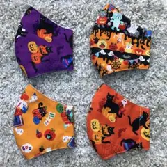 インナーマスク　子供用(3歳、4歳、5歳、年少、年中)ハロウィン　黒猫　カボチャ