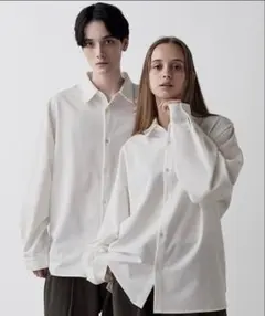 【CLEL】バルーン袖ルーズレギュラーカラーシャツ　Sサイズ　ホワイト