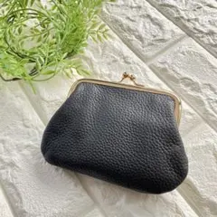 がま口財布 ミニ財布 ミニポーチ コンパクト 小物入れ カード収納 ブラック 黒