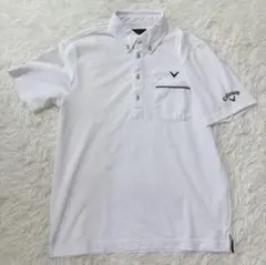 【美品】Callaway 半袖ポロシャツ 大きいサイズ 刺繍ロゴ ポケット 白