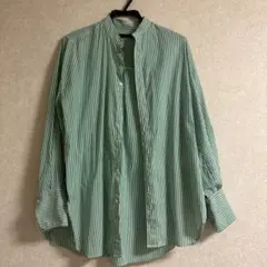 ストライプ グリーン シャツ ブラウス