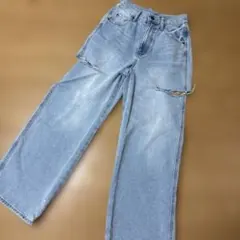WEGO ダメージデニム ワイドパンツ S