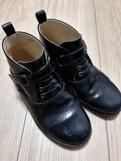 ハルタキッズ　黒 フォーマルシューズ　ハイカットローファー革靴　19センチ
