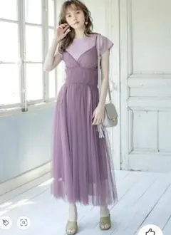 プチハイネックワンピースXチュールキャミワンピースセット