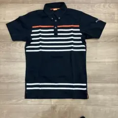 PUMA ストライプ ポロシャツ M ネイビー
