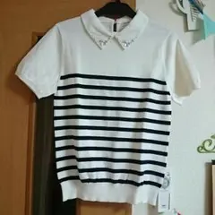 ボーダービジュー付きトップス