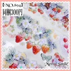 【NO.894】海外マステ PET いちご　蝶　コラージュ　 デコ