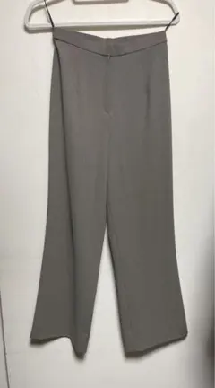 グレージュ ワイドレッグスラックス ハイウエスト