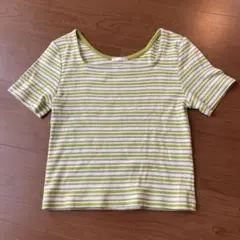 ＧＵボーダー柄 スクエアネック 半袖Tシャツのサムネイル