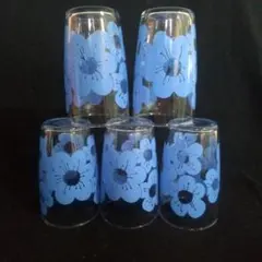 佐々木硝子 昭和レトロ花柄タンブラー5個未使用品