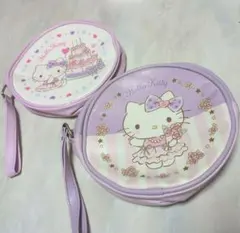 ハローキティ 丸型ポーチ パープル　ピンク