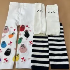 ベビー　バーパパタイツ、猫としましまレッグウォーマー3点