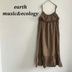 earth music&ecology ワンピース F 茶 花柄 キャミワンピ