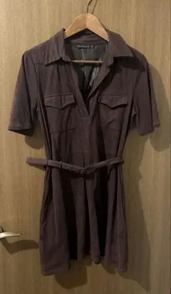 ZARA スエード調 半袖ワンピース