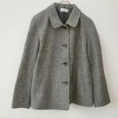 美品 PINORE ピノーレ ヘリンボーン ウール混 ショート丈コート 38