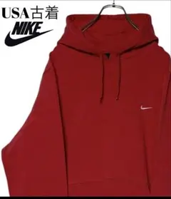 00s USA古着 NIKEナイキ プルオーバーパーカー 赤 L スウェット