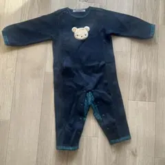 familiar ネイビー クマ刺繍ロンパース