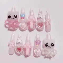 【即日発送】 ネイルチップ 地雷系 量産型 平成女児