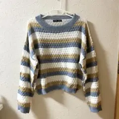 SHEIN ストライプドロップショルダーニット