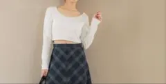 coca ホワイト 前後2WAY リブクロップド丈長袖 Tシャツ Sサイズ