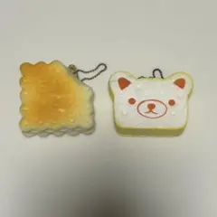 クッキーサンド型とクマ型のスクイーズストラップセット