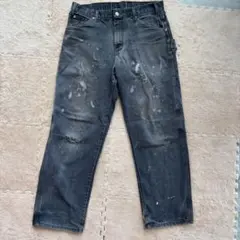 メ*ち様 Dickies ディッキーズ ペインターパンツ W33 黒 ペンキ ダ