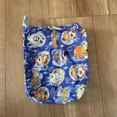 妖怪ウォッチ巾着袋 青 キャラ柄　商品番号:109