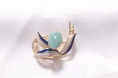 ヴィンテージデザイン　ブローチ　ゴールド 翡翠　昭和レトロ　アンティーク