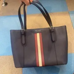 美品　BALLY ネイビー トートバッグ ストライプ