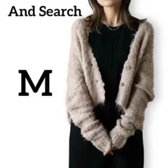 ✨新品✨【アンドサーチ】起毛ディープVネッククロップドニットカーディガン(M)