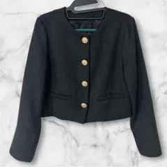 Fifth Edit Sheen ノーカラージャケット 黒 金ボタン　ショート丈