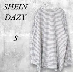 SHEIN DAZY 長袖ボーダーカットソー S ゆるだぼ　淡ブルー×ホワイト