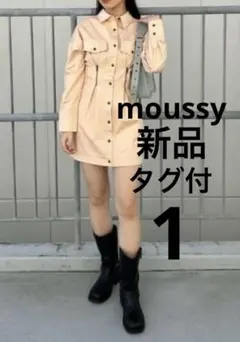 新品・タグ付◆MOUSSYWAIST ZIP UP デニムドレス ミニワンピース