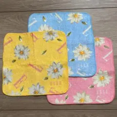ELLE ミニ　ハンドタオル　3枚セット　花柄