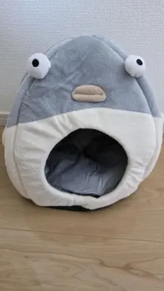 犬 猫 ベッド 魚型ペットハウス グレーのサムネイル